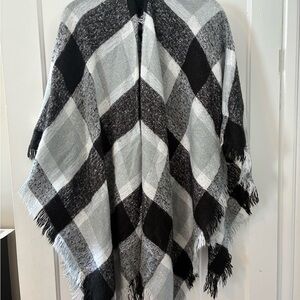 Plaid Black and Gray Sweater Wrap